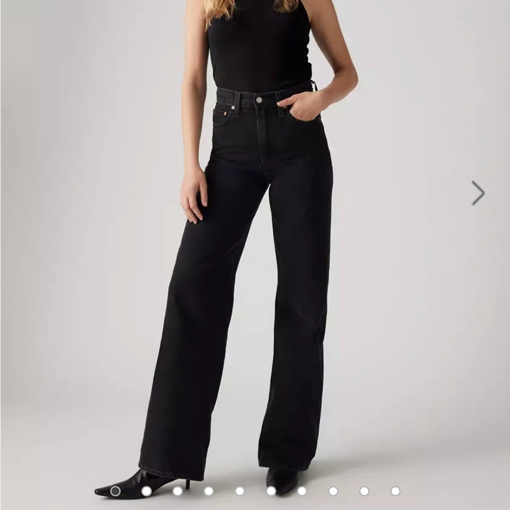 Levi's Ribcage Black Wide Leg Jeans 30/32